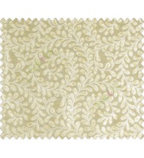 Floral small continuous flowers on swirl scroll on fern leaves texture Gold Silver Grey Beige Main curtain
